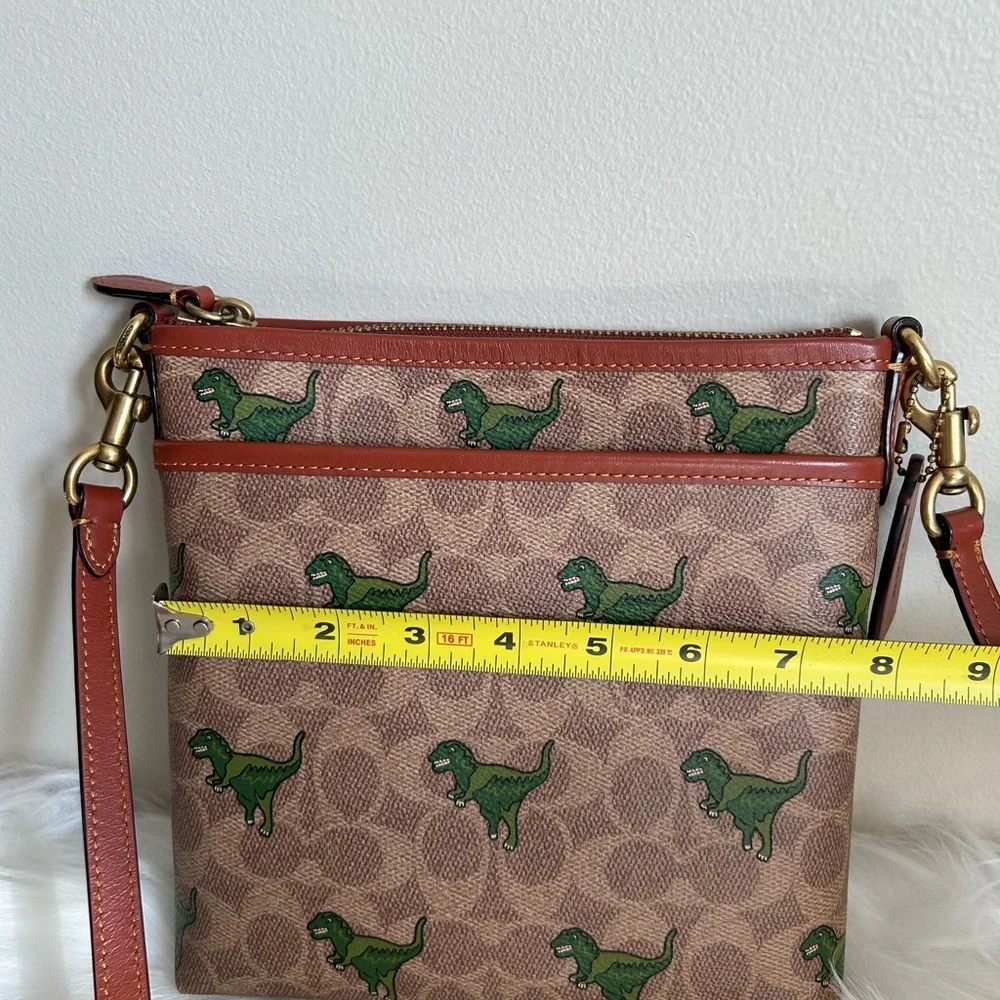 Coach Kitt Messenger Crossbody Bag In Signature Canvas With Rexy Print 🦖 - Picture 9 of 10